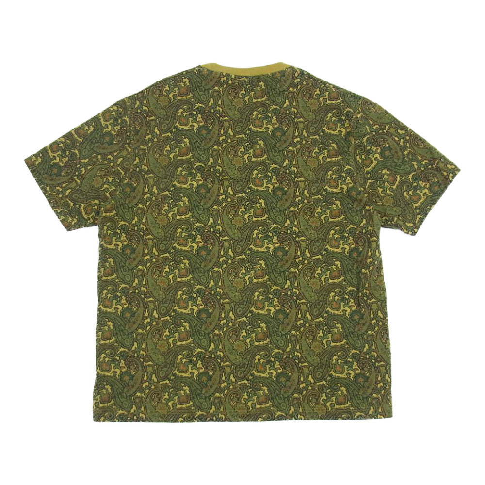 STUSSY ステューシー UNION 30th PAISLEY ユニオン 30TH ぺリズリー ポケット Tシャツ カーキ系 S【中古】