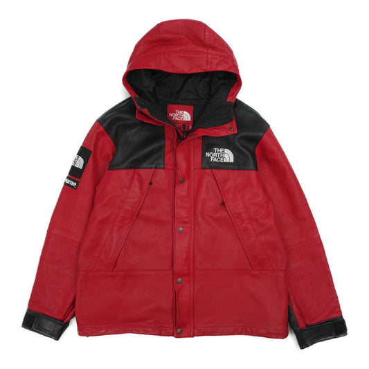 Supreme シュプリーム 18AW NP61807I THE NORTHFACE Leather Mountain Parka ノースフェイス レザー マウンテンパーカー レッド系 ブラック系 M【中古】