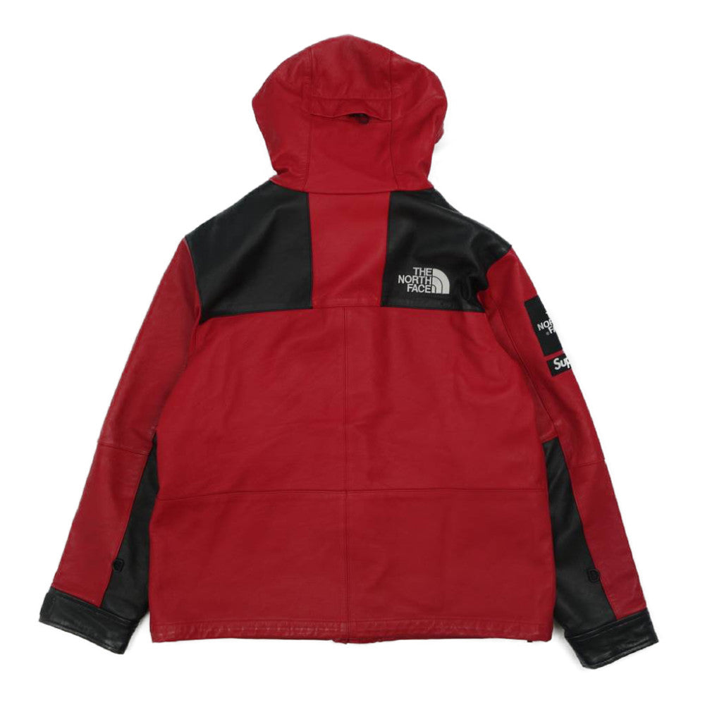 Supreme シュプリーム 18AW NP61807I THE NORTHFACE Leather Mountain Parka ノースフェイス レザー マウンテンパーカー レッド系 ブラック系 M【中古】