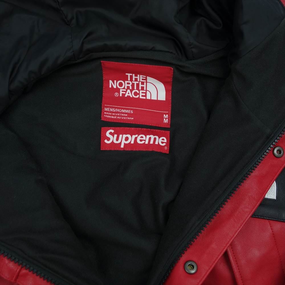 Supreme シュプリーム 18AW NP61807I THE NORTHFACE Leather Mountain Parka ノースフェイス レザー マウンテンパーカー レッド系 ブラック系 M【中古】