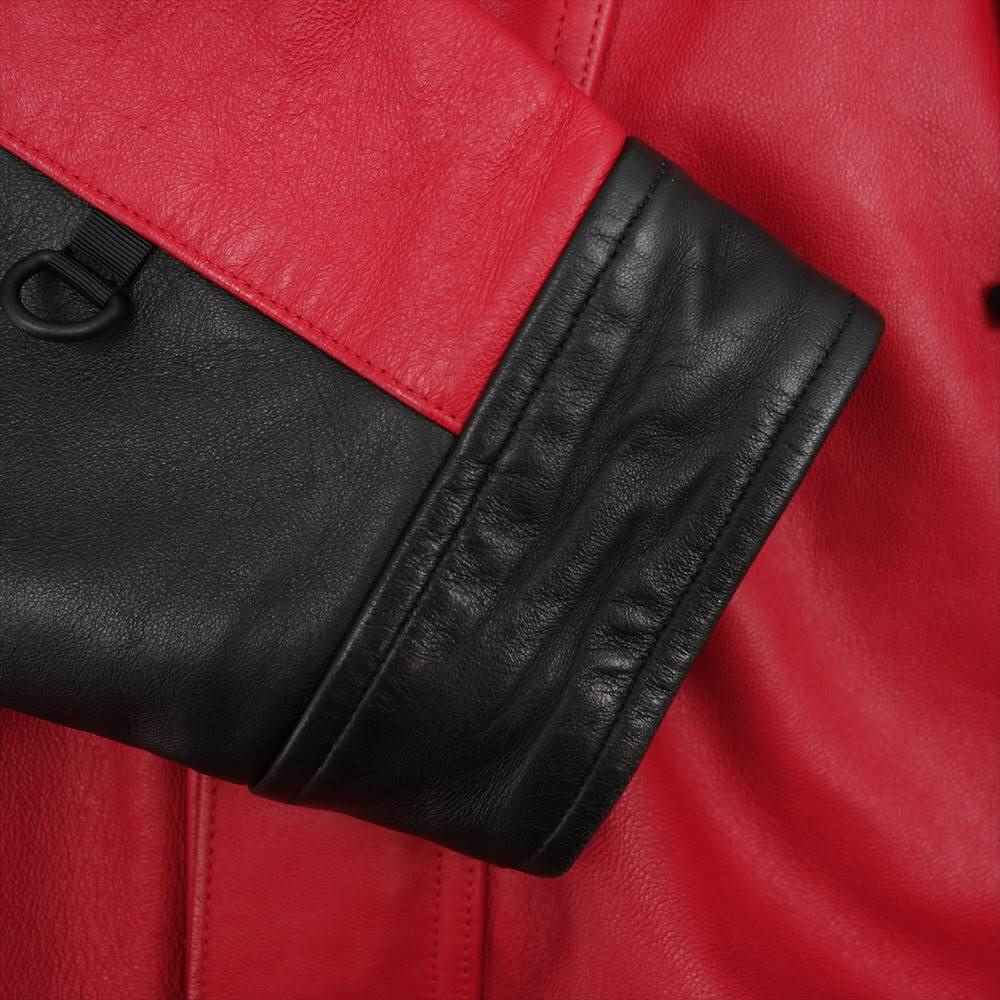 Supreme シュプリーム 18AW NP61807I THE NORTHFACE Leather Mountain Parka ノースフェイス レザー マウンテンパーカー レッド系 ブラック系 M【中古】