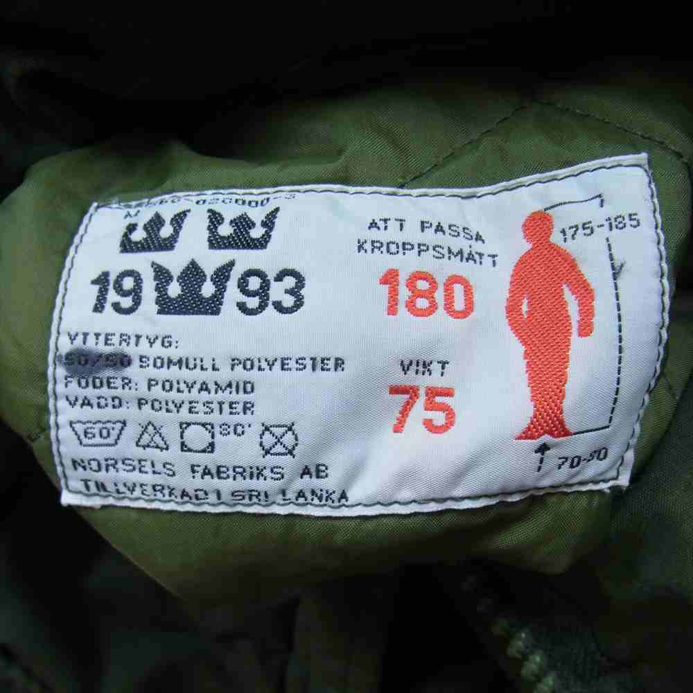 スウェーデン軍 90s M7360-020000-3 M-90 COLD WEATHER PARKA 中綿 ミリタリー ジャケット コート グリーン系 表記無し【中古】