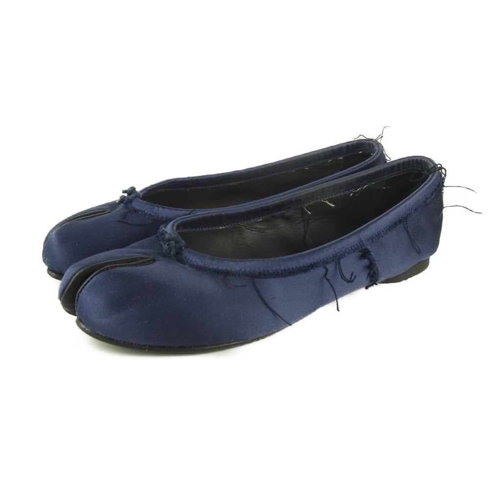 MAISON MARGIELA メゾンマルジェラ 17AW S58WZ0018 TABI BALLERINA タビ バレリーナ サテン 足袋 バレエ シューズ ネイビー系 37【中古】