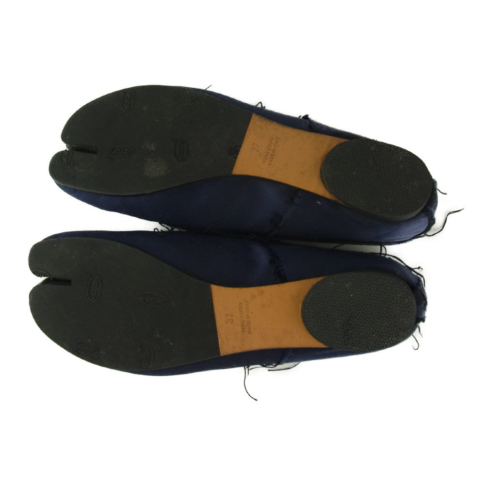 MAISON MARGIELA メゾンマルジェラ 17AW S58WZ0018 TABI BALLERINA タビ バレリーナ サテン 足袋 バレエ シューズ ネイビー系 37【中古】