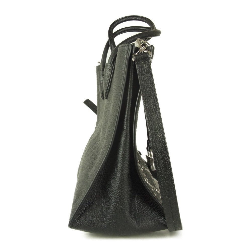 Michael Kors マイケルコース マーサー スタッズ × グロメット レザー 2WAY ショルダー トート バッグ ブラック系【中古】