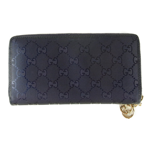GUCCI グッチ 212110 0416 GG インプリメ ラウンドファスナー ロング ウォレット 長財布 ネイビー系【中古】