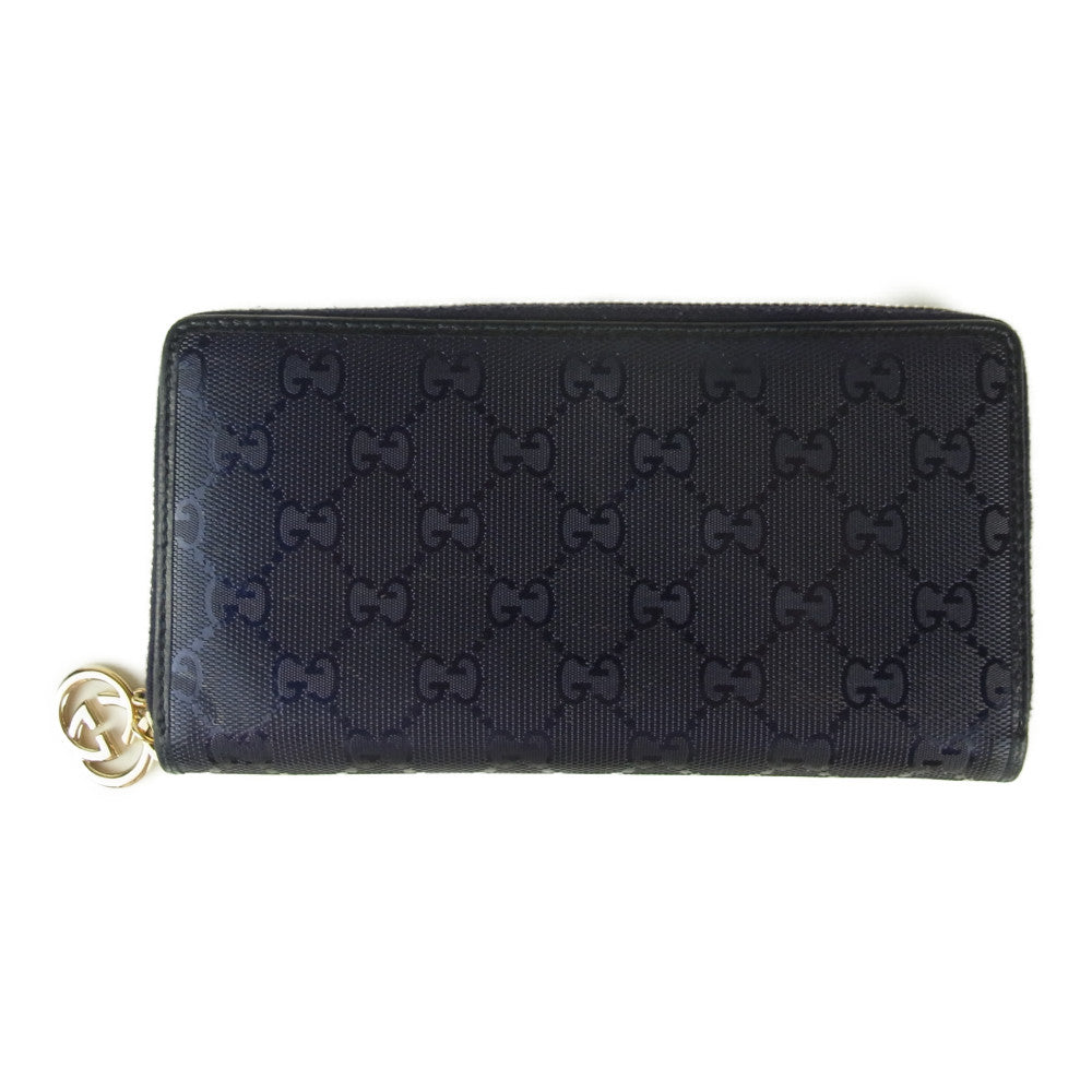 GUCCI グッチ 212110 0416 GG インプリメ ラウンドファスナー ロング ウォレット 長財布 ネイビー系【中古】