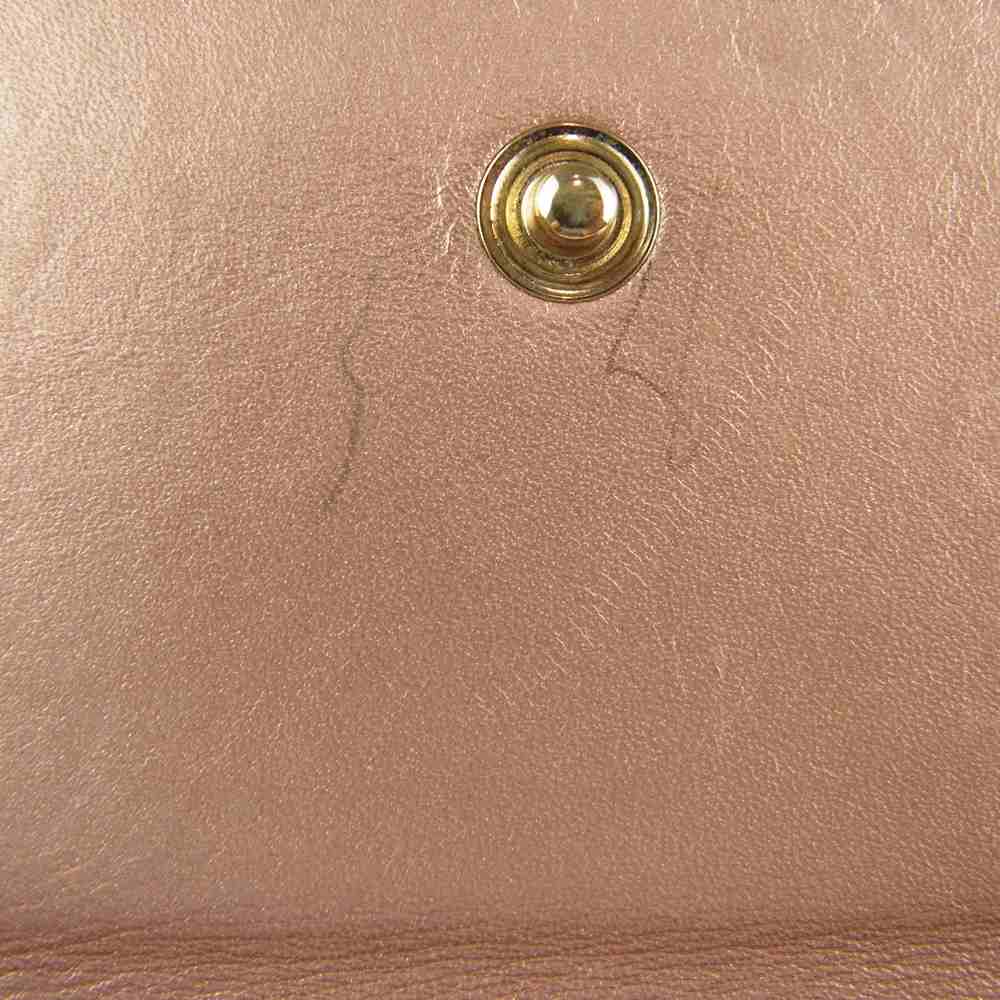 GUCCI グッチ 258405 0416 シャイニー マイクロ グッチ シマ リボン チャーム フラップ ウォレット 長財布  ピンク系【中古】