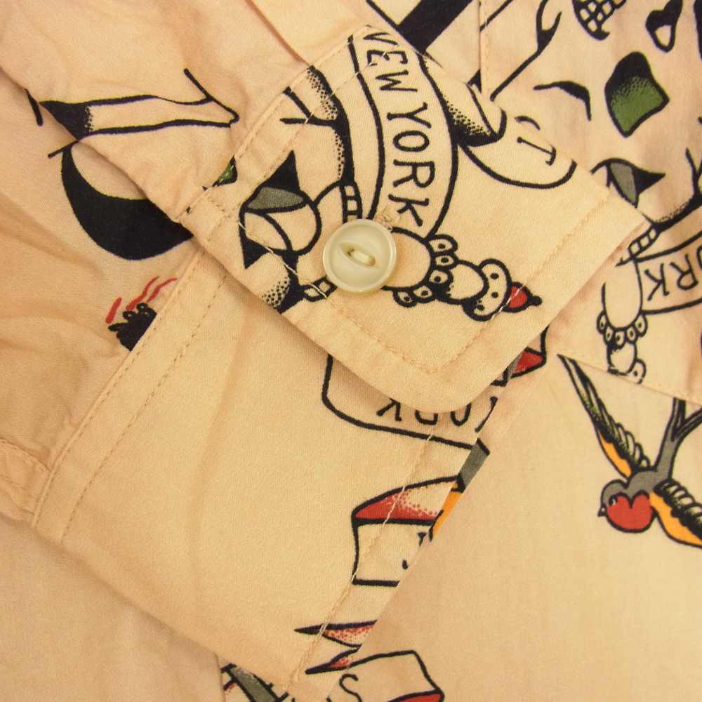 schott ショット 3115054 HAWAIIAN LS SHIRT TATTOO ハワイアン タトゥー オープンカラー 長袖 シャツ イエロー系 M【中古】
