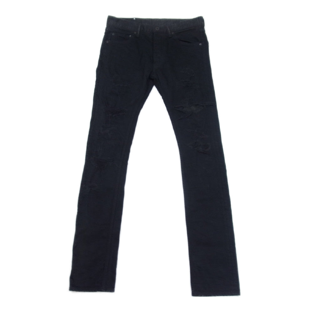 ISAMUKATAYAMA BACKLASH イサムカタヤマバックラッシュ 16AW 1356-01C TUMBLE WITH YOU クラッシュ加工 レザーリペア スリム デニム パンツ ブラック系 S【中古】