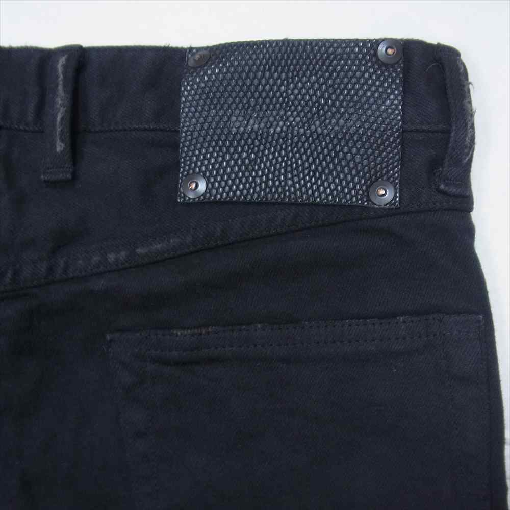 ISAMUKATAYAMA BACKLASH イサムカタヤマバックラッシュ 16AW 1356-01C TUMBLE WITH YOU クラッシュ加工 レザーリペア スリム デニム パンツ ブラック系 S【中古】