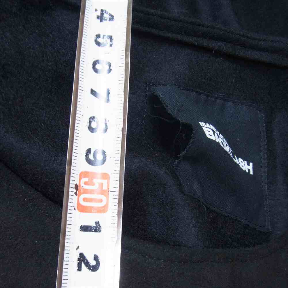 ISAMUKATAYAMA BACKLASH イサムカタヤマバックラッシュ 1781-03 ウールシルキー加工 ディアストレッチ レザー プルオーバー ブラック系 S【中古】