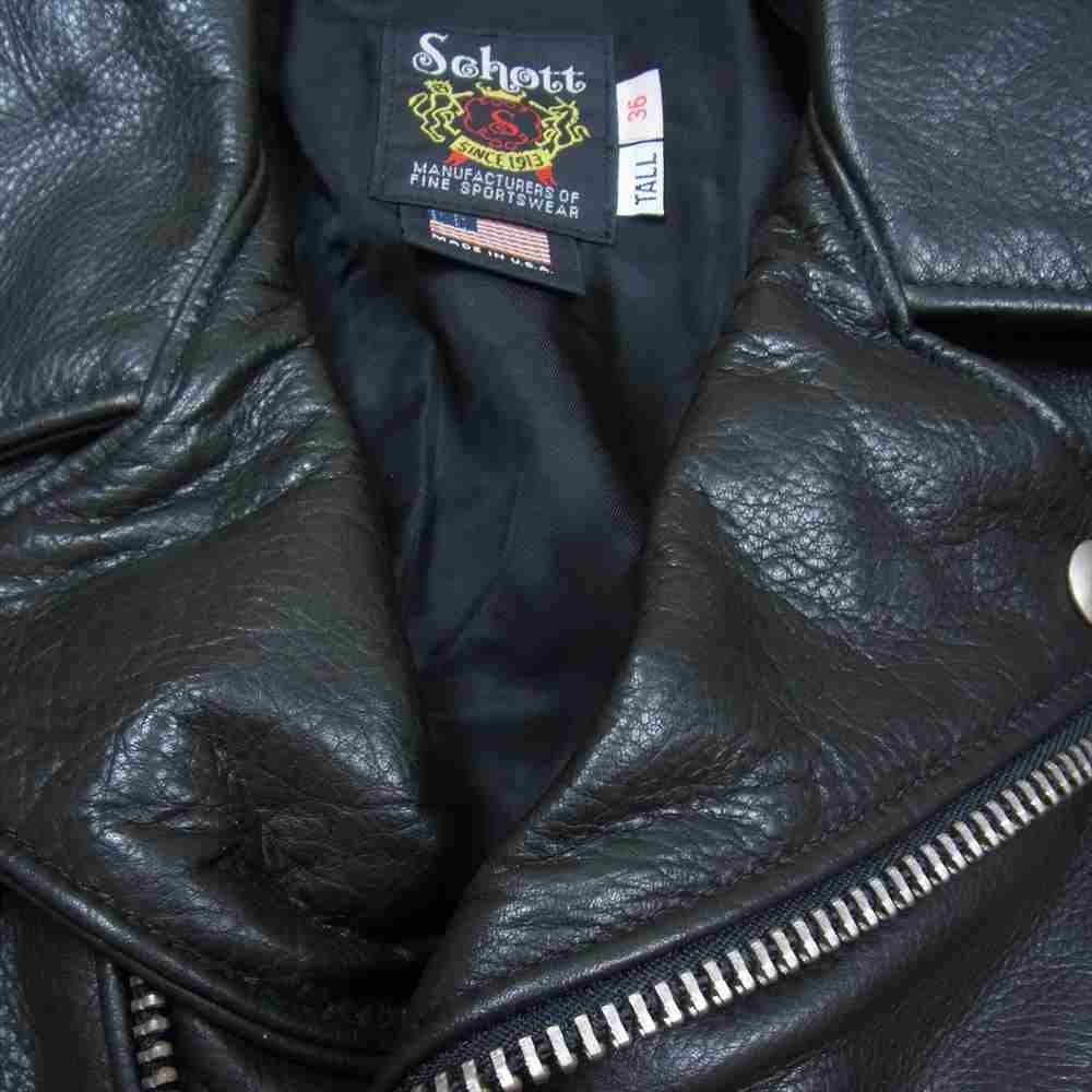 schott ショット 516UST USA製 NEW NAKED ONESTAR RIDERS TALL ニュー ネイキッド レザー ワンスター トール ダブル ライダース ジャケット  ブラック系 36【中古】