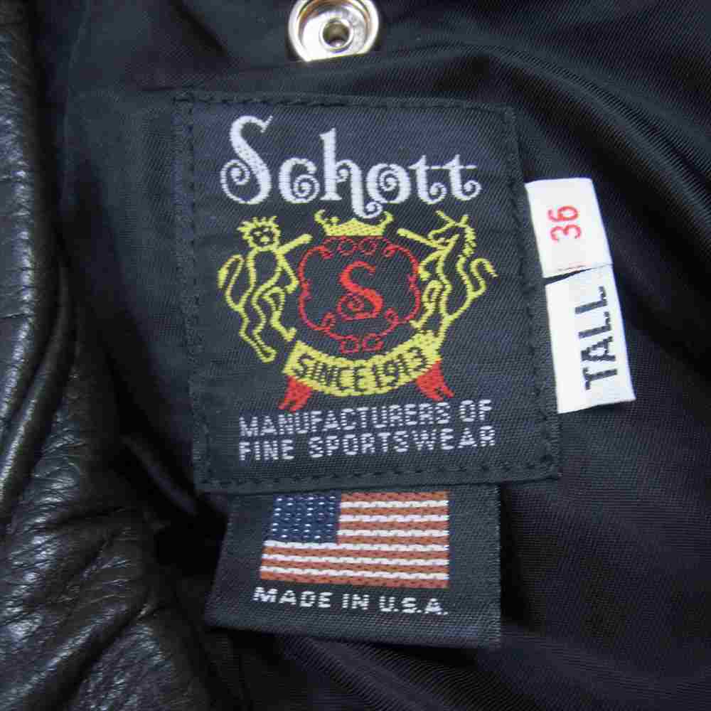schott ショット 516UST USA製 NEW NAKED ONESTAR RIDERS TALL ニュー ネイキッド レザー ワンスター トール ダブル ライダース ジャケット  ブラック系 36【中古】