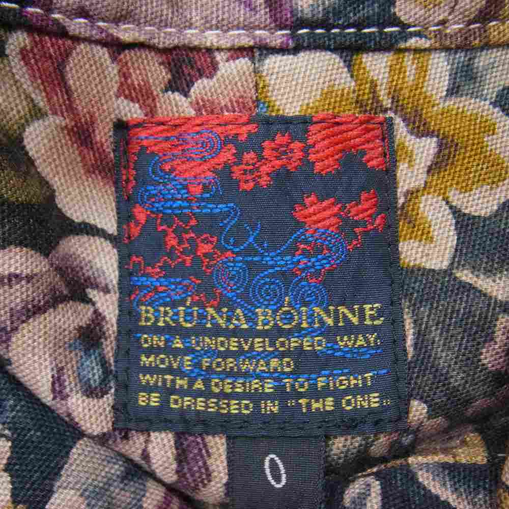 BRU NA BOINNE ブルーナボイン 花柄 総柄 ボタンダウン シャツ 茶黒系【中古】