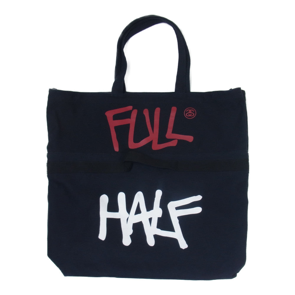 STUSSY ステューシー RETROSPECTIVE 2WAY CANVAS TOTE BAG キャンバス トートバッグ ネイビー系【中古】