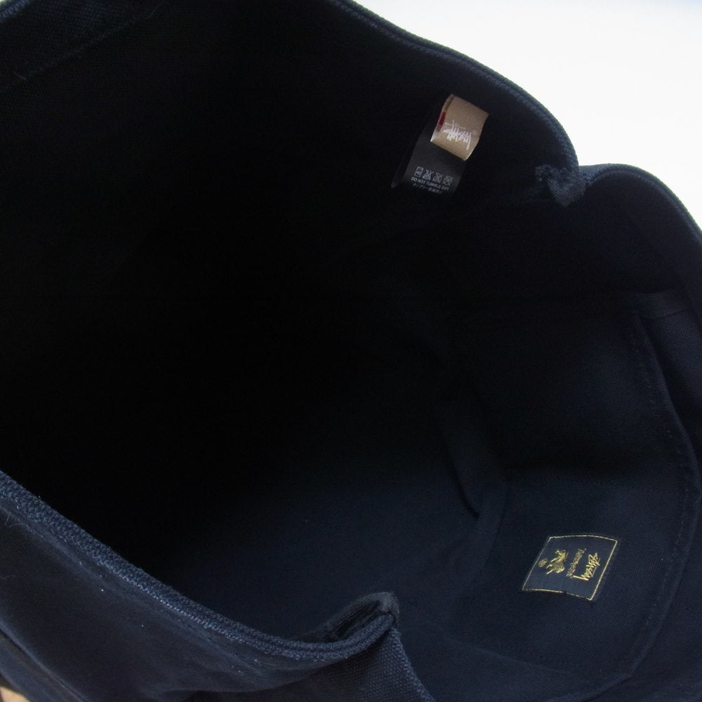STUSSY ステューシー RETROSPECTIVE 2WAY CANVAS TOTE BAG キャンバス トートバッグ ネイビー系【中古】