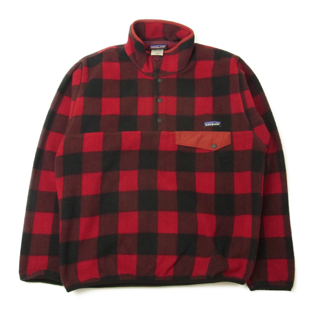 patagonia パタゴニア 14AW 25580 SYNCHILLA シンチラ ハーフスナップ チェック フリース ジャケット レッド系 ブラック系 S【中古】