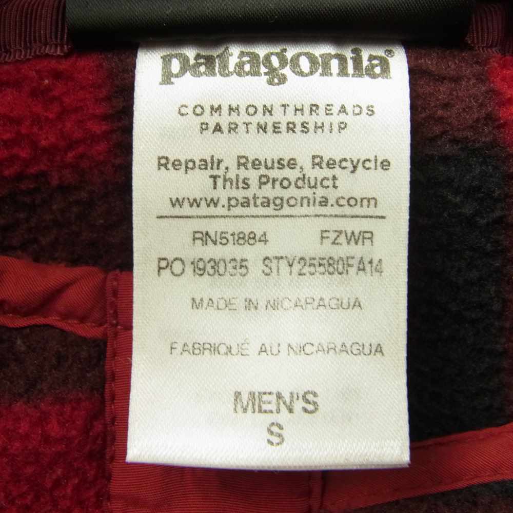 patagonia パタゴニア 14AW 25580 SYNCHILLA シンチラ ハーフスナップ チェック フリース ジャケット レッド系 ブラック系 S【中古】