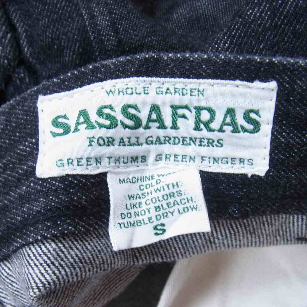 SASAFRAS ササフラス ブラックデニム シャンブレー 切替 ペインター パンツ インディゴブルー系 S【中古】