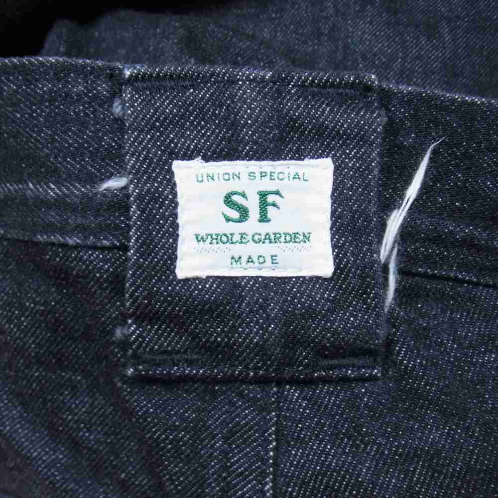 SASAFRAS ササフラス ブラックデニム シャンブレー 切替 ペインター パンツ インディゴブルー系 S【中古】