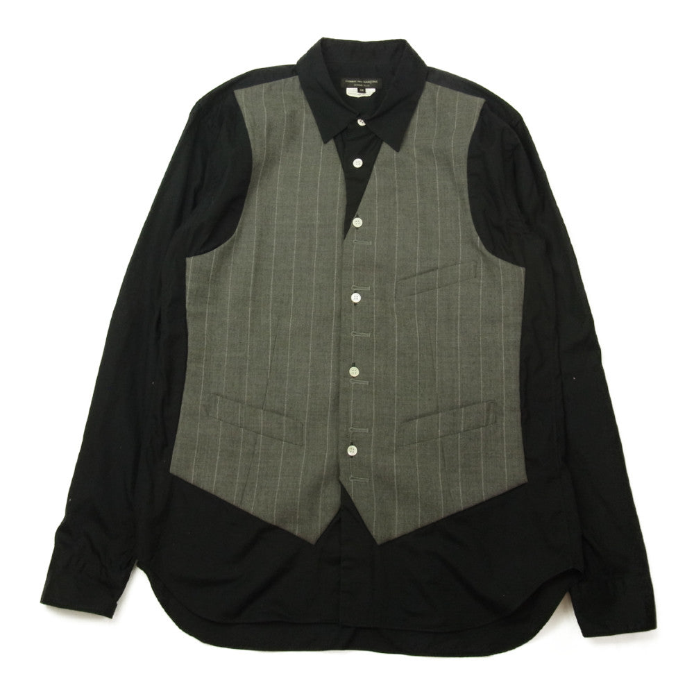 COMME des GARCONS コムデギャルソン HOMME PLUS 09AW ファッションイリュージョン期 アーカイブ PD-B013 オムプリュス ベストドッキング シャツ グレー系 ブラック系 XS【中古】