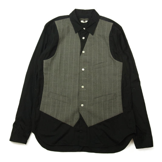 COMME des GARCONS コムデギャルソン HOMME PLUS 09AW ファッションイリュージョン期 アーカイブ PD-B013 オムプリュス ベストドッキング シャツ グレー系 ブラック系 XS【中古】