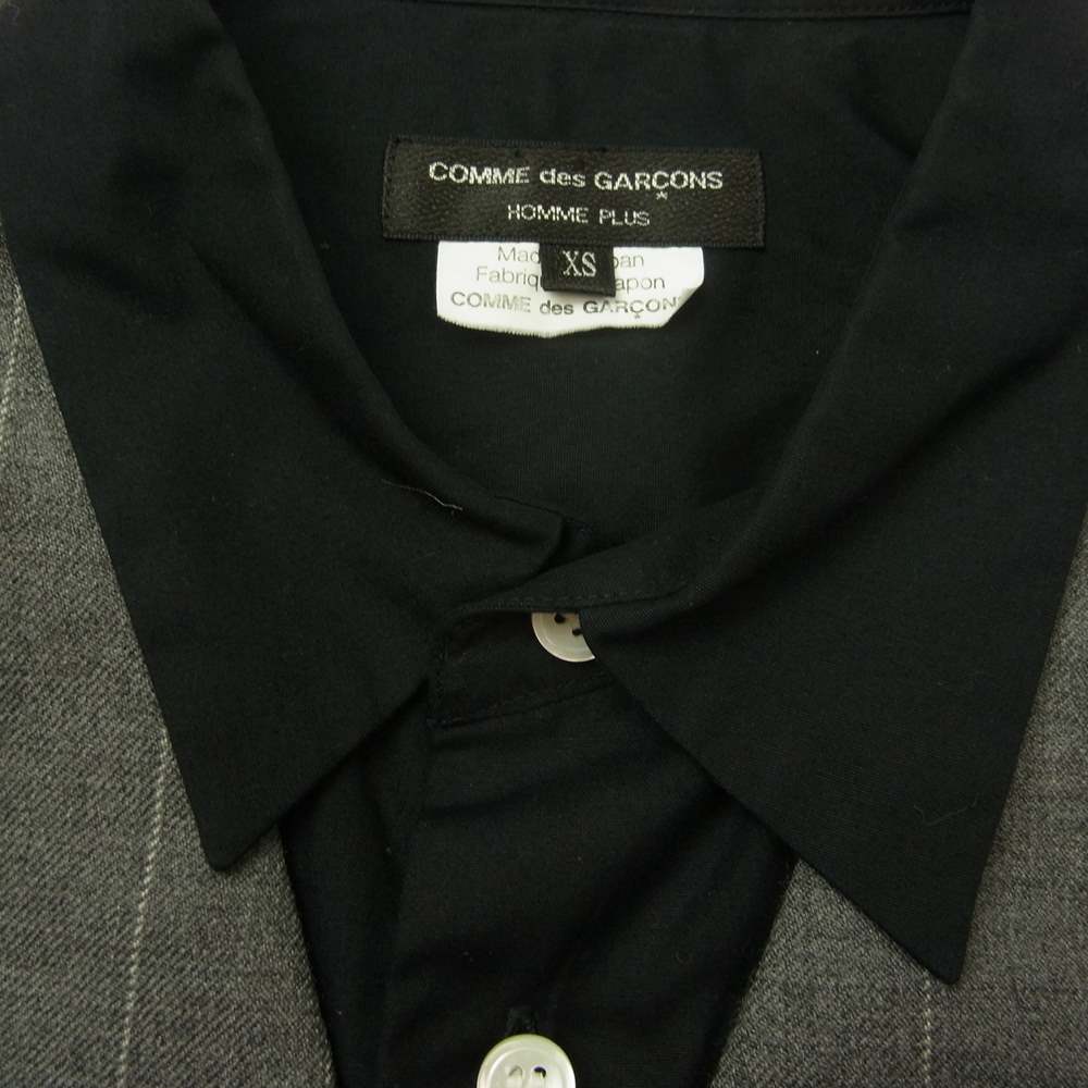 COMME des GARCONS コムデギャルソン HOMME PLUS 09AW ファッションイリュージョン期 アーカイブ PD-B013 オムプリュス ベストドッキング シャツ グレー系 ブラック系 XS【中古】