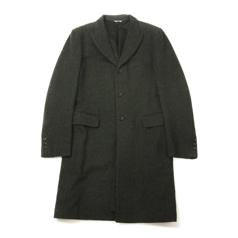 COMME des GARCONS コムデギャルソン HOMME PLUS 06AW バッドボーイ期 アーカイブ PR-J047 オムプリュス ヘリンボーンウール ピークトラペル コート チャコール系 S【中古】