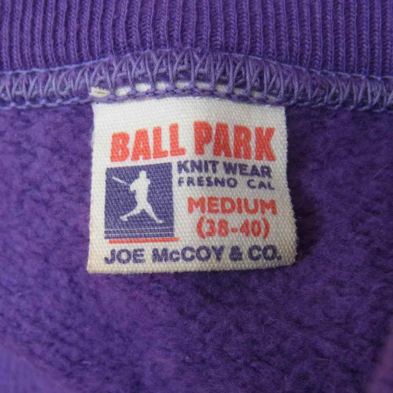 The REAL McCOY'S ザリアルマッコイズ JOE McCOY ジョー マッコイ BALL PARK ボール パーク ジップ スウェット Tシャツ パープル系 38【中古】