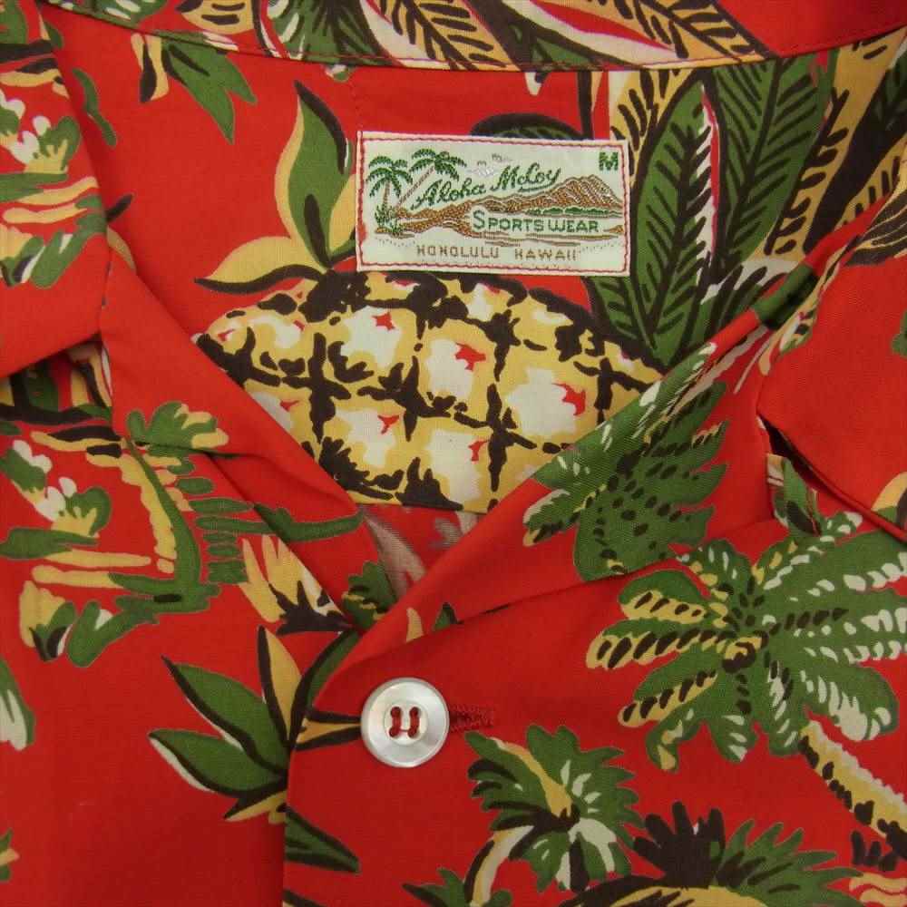 The REAL McCOY'S ザリアルマッコイズ Aloha McCOY アロハ マッコイ HONOLULU HAWAII ハワイアン シャツ レッド系 M【中古】