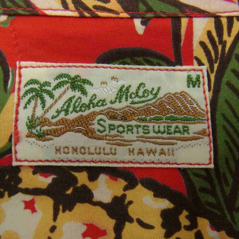 The REAL McCOY'S ザリアルマッコイズ Aloha McCOY アロハ マッコイ HONOLULU HAWAII ハワイアン シャツ レッド系 M【中古】