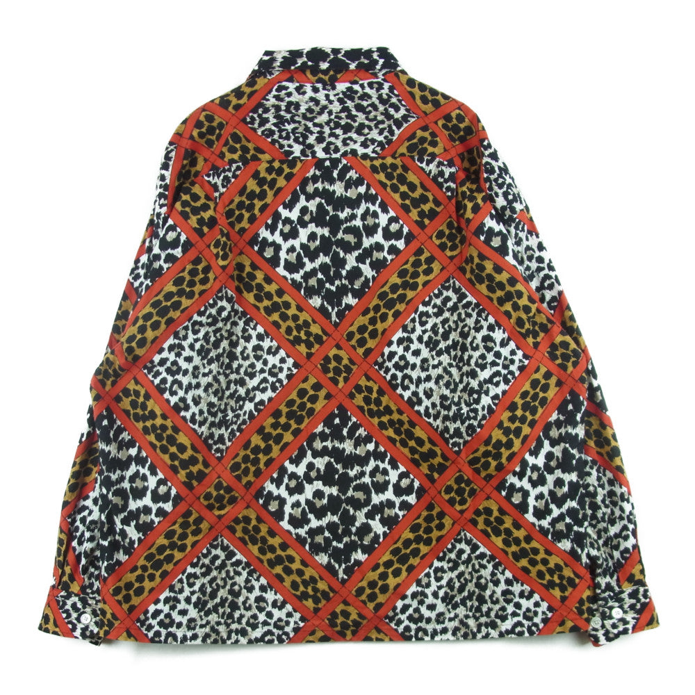 COOTIE クーティー Crazy Leopard Open Neck L/S Shirt クレイジー レオパード オープン ネック 長袖 シャツ ブラック系 ホワイト系 S【中古】