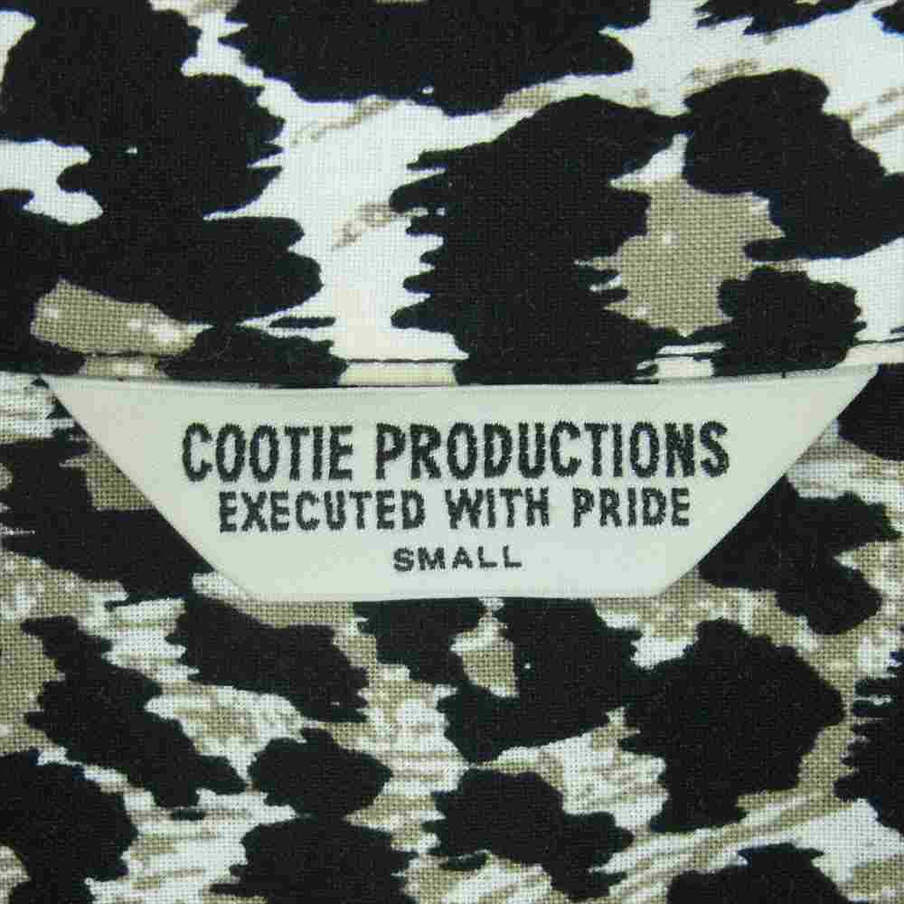 COOTIE クーティー Crazy Leopard Open Neck L/S Shirt クレイジー レオパード オープン ネック 長袖 シャツ ブラック系 ホワイト系 S【中古】
