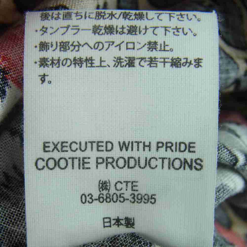 COOTIE クーティー Crazy Leopard Open Neck L/S Shirt クレイジー レオパード オープン ネック 長袖 シャツ ブラック系 ホワイト系 S【中古】