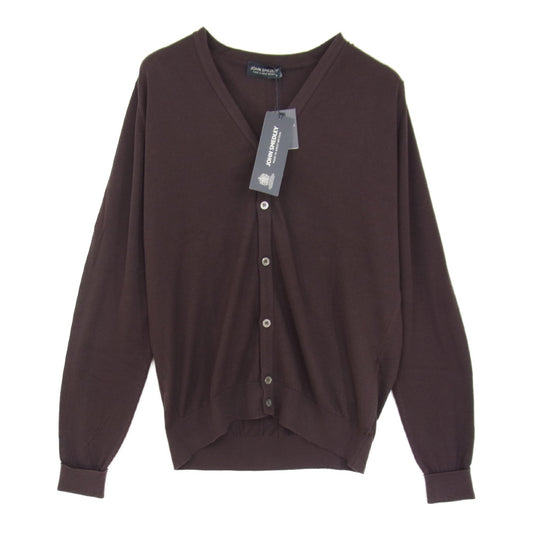 JOHN SMEDLEY ジョンスメドレー イギリス製 国内正規品 CONNAUGHT VN CARDIGAN LS TBC EASY FIT イージー フィット コットン ハイゲージニット カーディガン ボタン ブラウン系 M【新古品】【未使用】【中古】