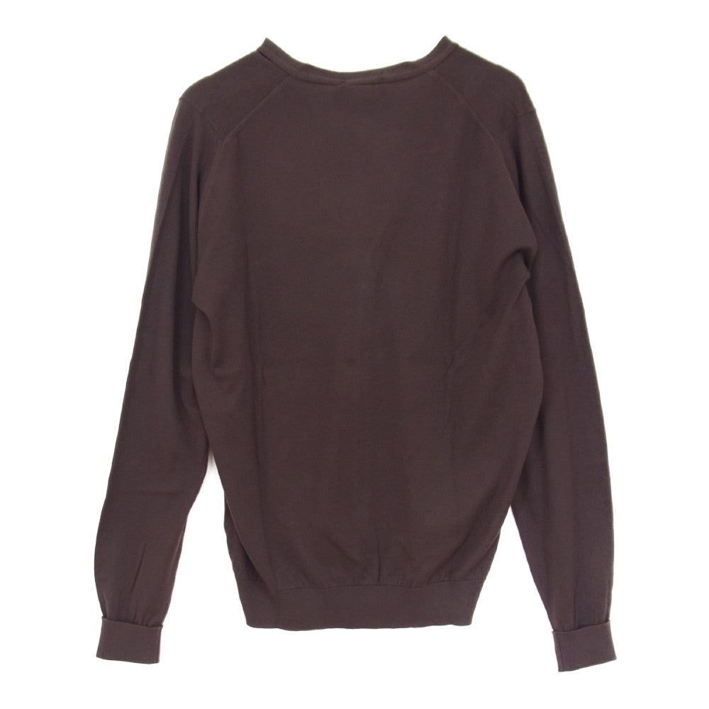 JOHN SMEDLEY ジョンスメドレー イギリス製 国内正規品 CONNAUGHT VN CARDIGAN LS TBC EASY FIT イージー フィット コットン ハイゲージニット カーディガン ボタン ブラウン系 M【新古品】【未使用】【中古】