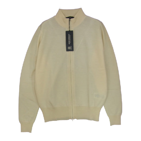 JOHN SMEDLEY ジョンスメドレー CA45550 イギリス製 国内正規品 LIONEL JACKET MTN ZIP LS EASY FIT メリノウール ハイゲージニット ジップ カーディガン オフホワイト系 M【極上美品】【中古】