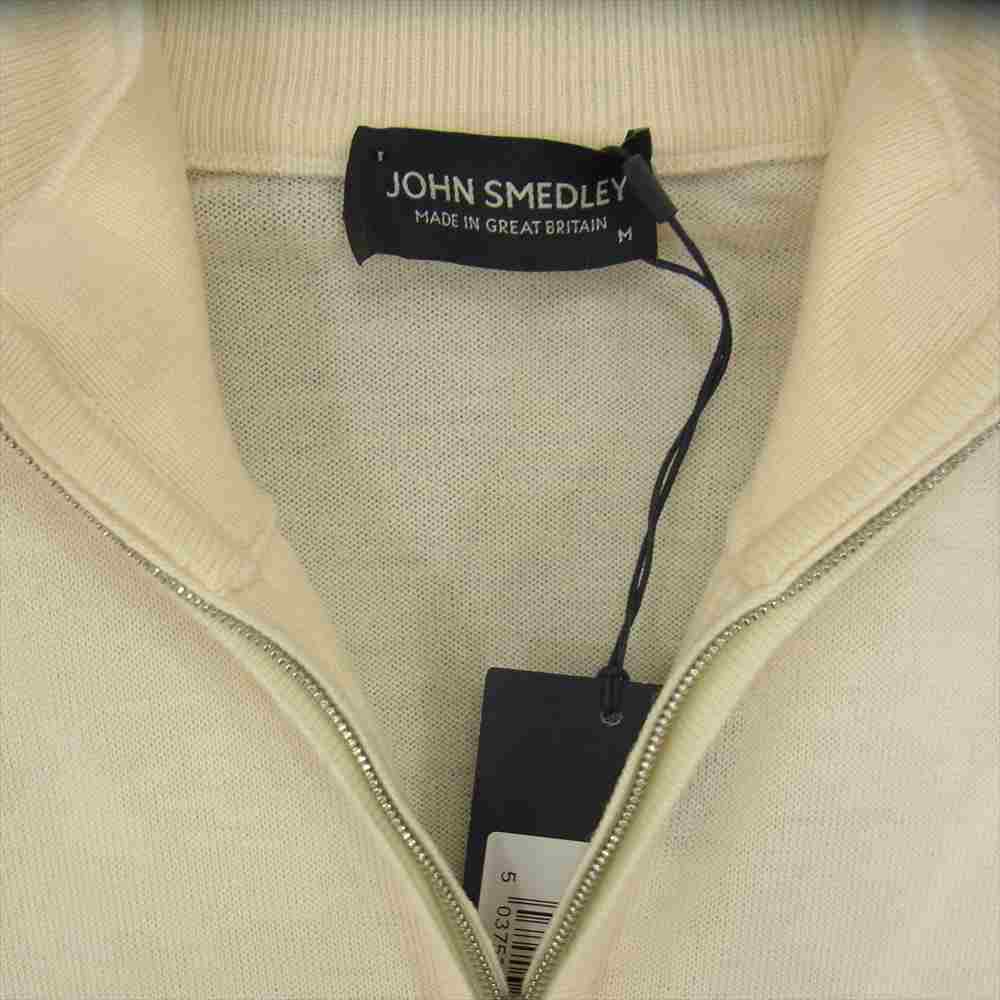 JOHN SMEDLEY ジョンスメドレー CA45550 イギリス製 国内正規品 LIONEL JACKET MTN ZIP LS EASY FIT メリノウール ハイゲージニット ジップ カーディガン オフホワイト系 M【極上美品】【中古】