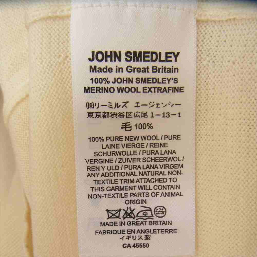 JOHN SMEDLEY ジョンスメドレー CA45550 イギリス製 国内正規品 LIONEL JACKET MTN ZIP LS EASY FIT メリノウール ハイゲージニット ジップ カーディガン オフホワイト系 M【極上美品】【中古】