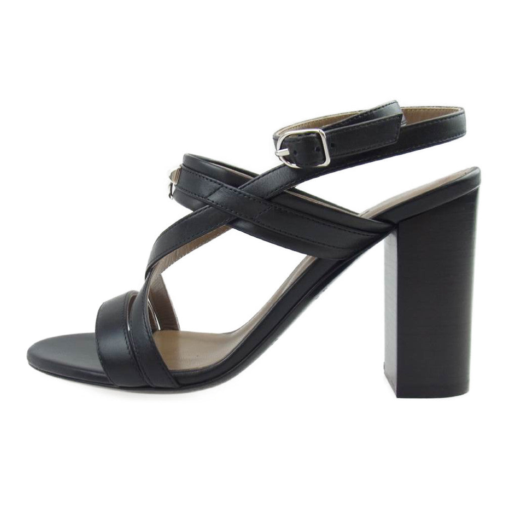 HERMES エルメス Antigone sandal アンティゴネ サンダル コリエドシアン レザー  ブラック系 36【極上美品】【中古】
