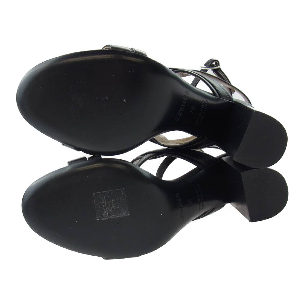 HERMES エルメス Antigone sandal アンティゴネ サンダル コリエドシアン レザー  ブラック系 36【極上美品】【中古】