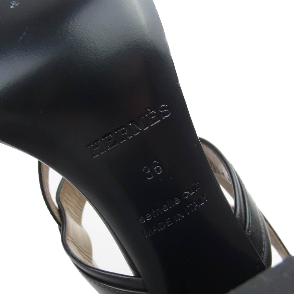 HERMES エルメス Antigone sandal アンティゴネ サンダル コリエドシアン レザー  ブラック系 36【極上美品】【中古】