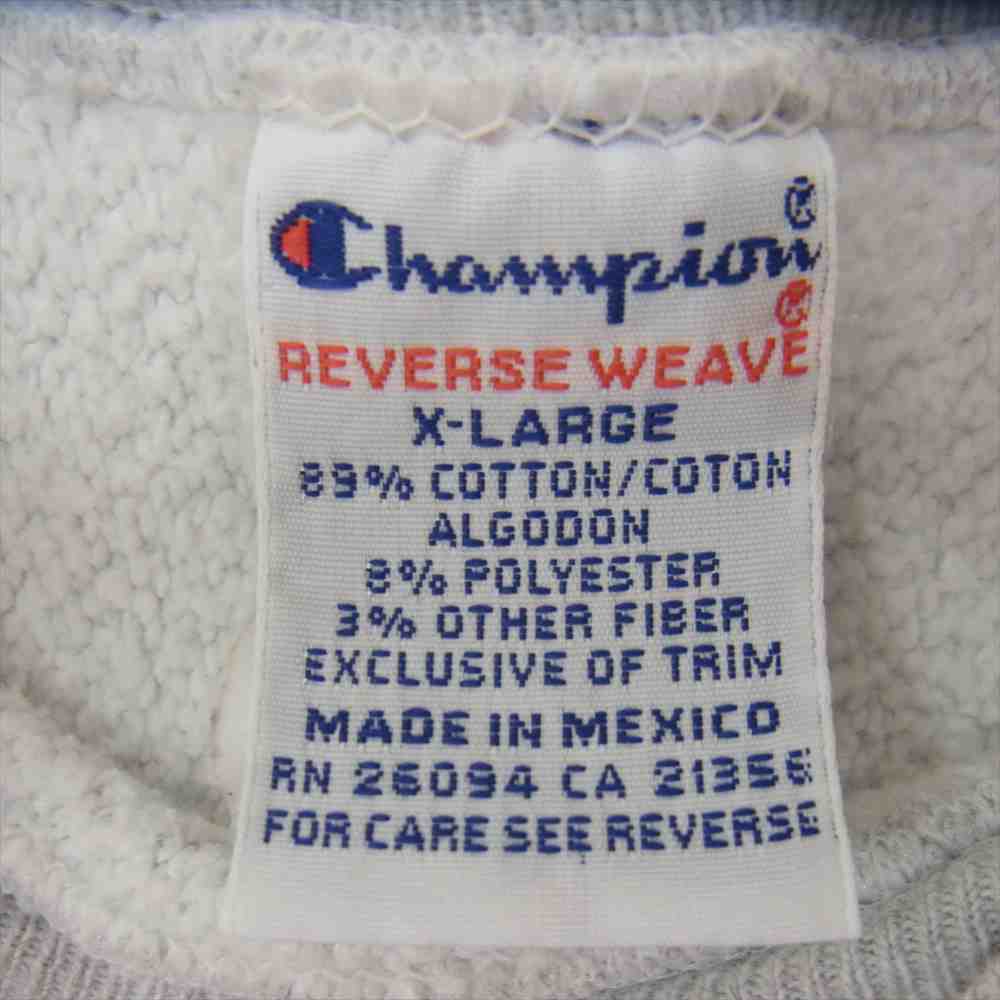 Champion チャンピオン 90's REVERSE WEAVE リバースウィーブ YALE 染み込み バック プリント スウェット グレー系 XL【中古】