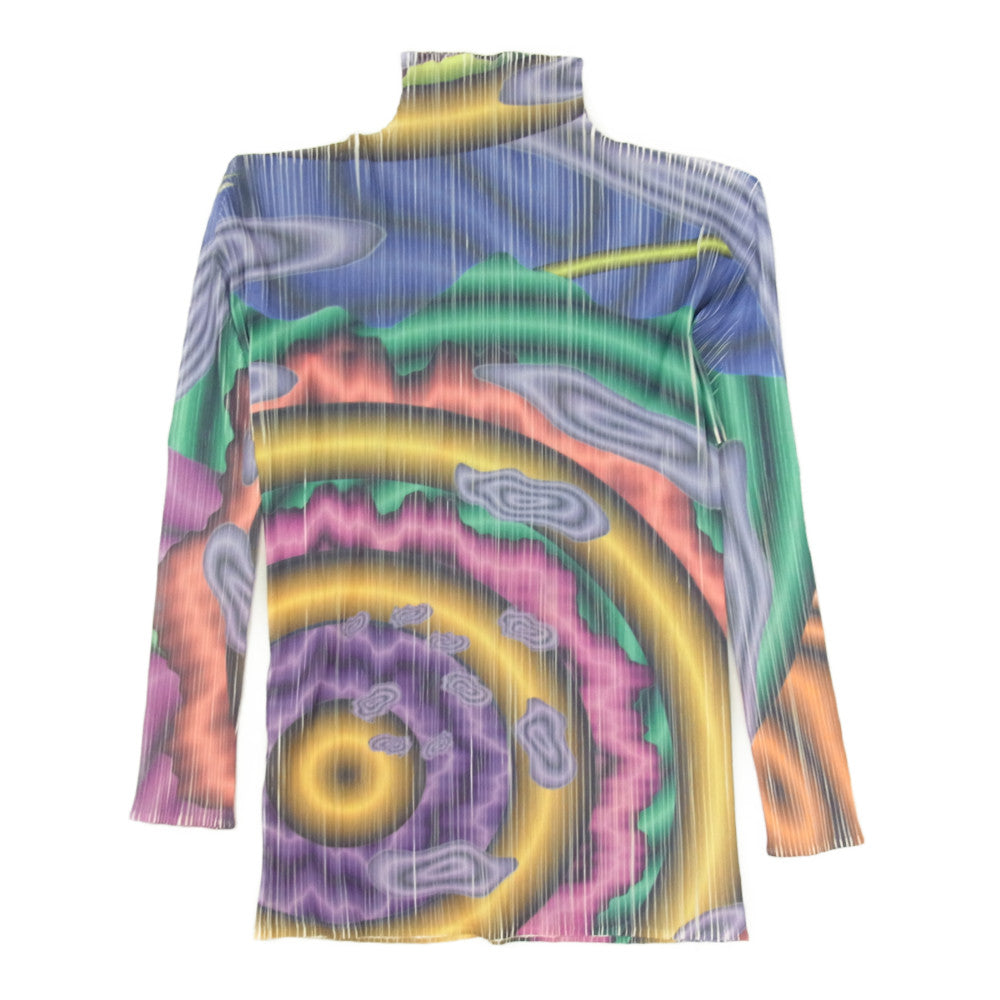 PLEATS PLEASE プリーツプリーズ イッセイミヤケ PP54-JK204 プリーツ加工 Tadanori Yokoo Graphic 横尾忠則 転写 プリント 総柄 ボトルネック カットソー マルチカラー系 F【美品】【中古】