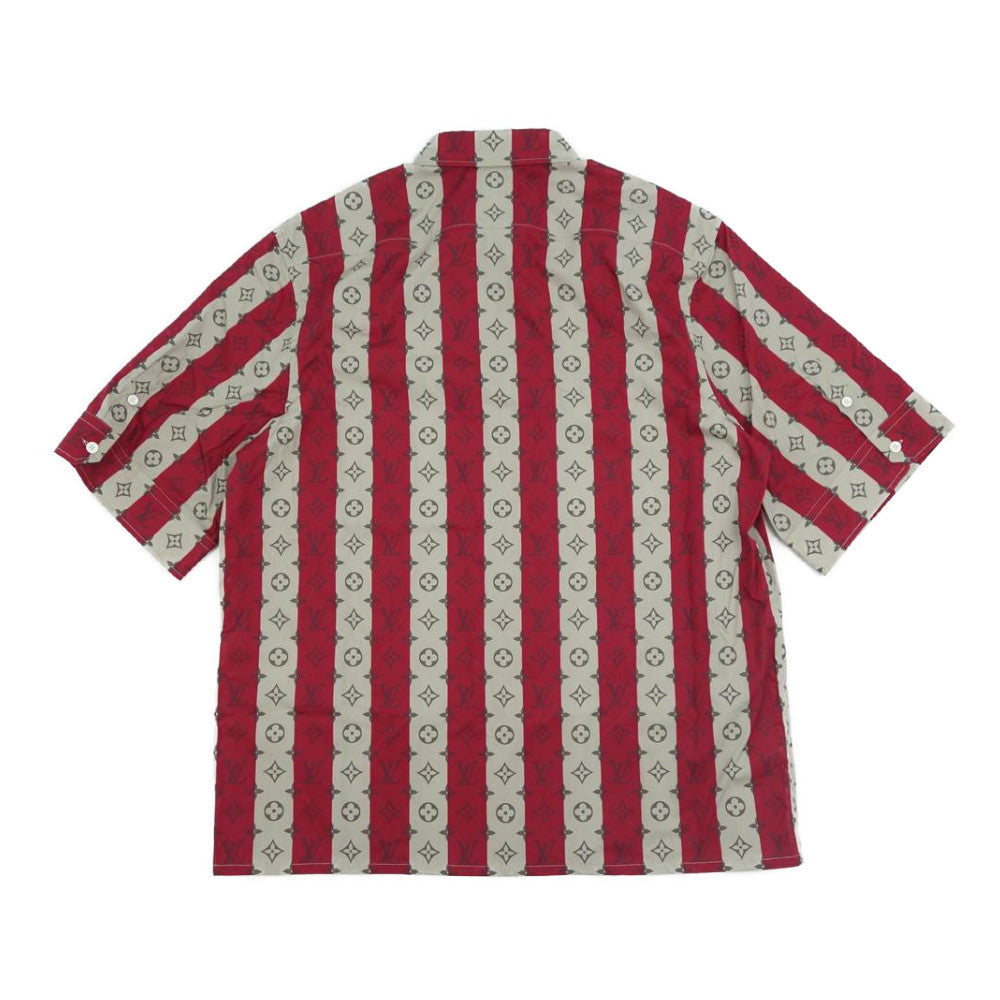 LOUIS VUITTON ルイ・ヴィトン 1A9GUD NIGO RM221M JB8 HMS05W ニゴー モノグラム トランクストライプ ショートスリーブ 半袖シャツ ダークレッド×グレー系 XL【新古品】【未使用】【中古】