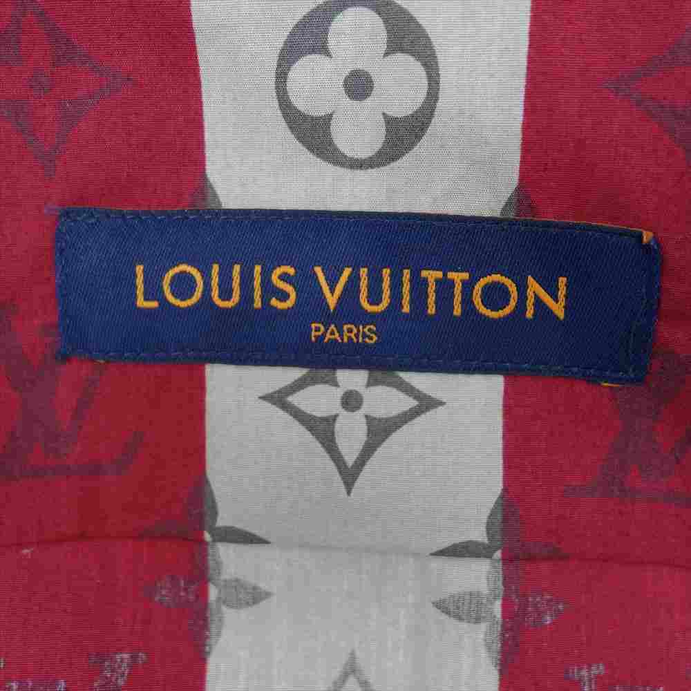 LOUIS VUITTON ルイ・ヴィトン 1A9GUD NIGO RM221M JB8 HMS05W ニゴー モノグラム トランクストライプ ショートスリーブ 半袖シャツ ダークレッド×グレー系 XL【新古品】【未使用】【中古】