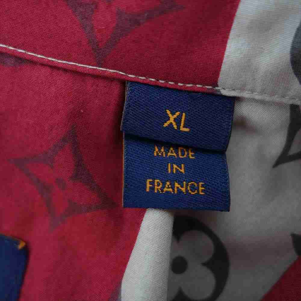 LOUIS VUITTON ルイ・ヴィトン 1A9GUD NIGO RM221M JB8 HMS05W ニゴー モノグラム トランクストライプ ショートスリーブ 半袖シャツ ダークレッド×グレー系 XL【新古品】【未使用】【中古】
