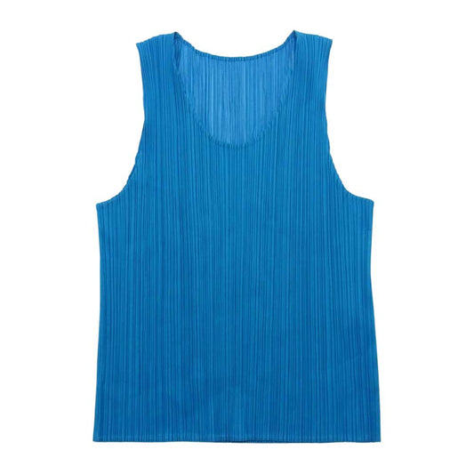 PLEATS PLEASE プリーツプリーズ イッセイミヤケ PP73-JK628 プリーツ加工 ノースリーブ カットソー 緑青系 3【美品】【中古】