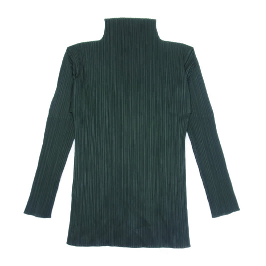 PLEATS PLEASE プリーツプリーズ イッセイミヤケ PP43-JK604 プリーツ加工 ボトルネック ロング カットソー 長袖 グリーン系 3【中古】